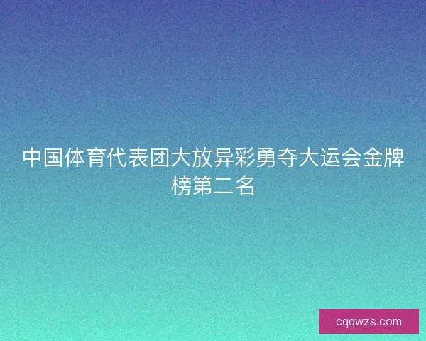 中国体育代表团大放异彩勇夺大运会金牌榜第二名