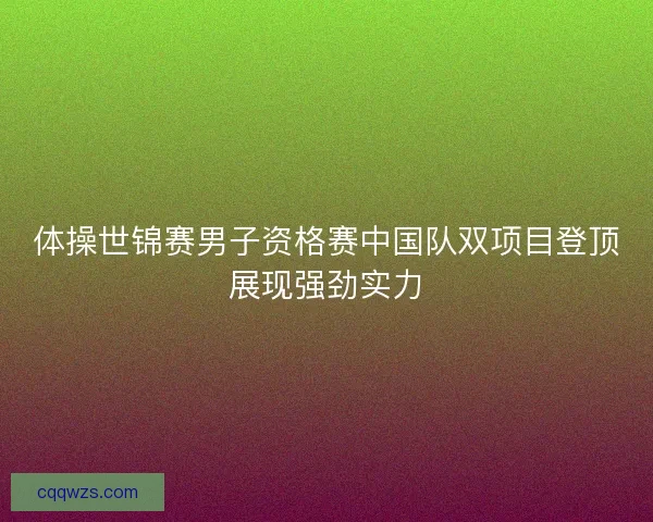 体操世锦赛男子资格赛中国队双项目登顶展现强劲实力