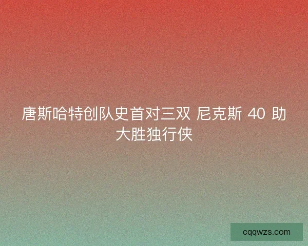 唐斯哈特创队史首对三双 尼克斯 40 助大胜独行侠